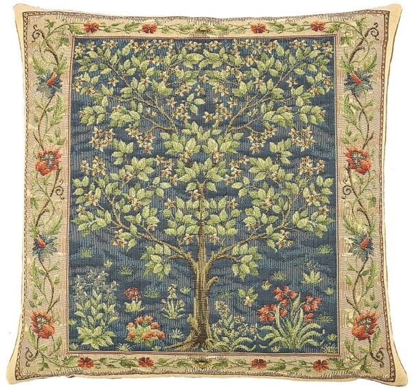 Tree of Life Blue Tapestry Cushion - 46x46cm (18