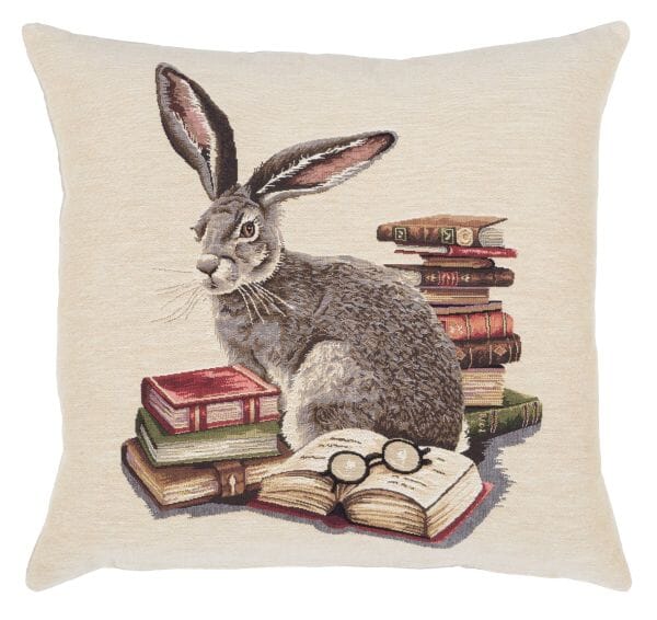 Library Hare Tapestry Cushion - 46x46cm (18