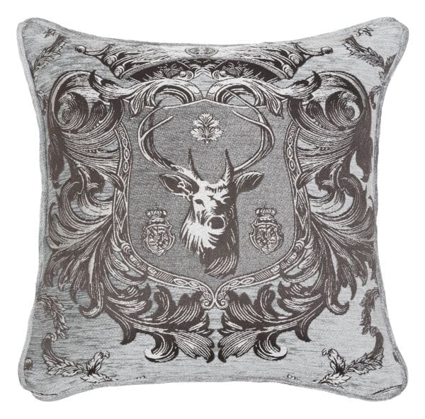 Regal Stag Silver Tapestry Cushion - 46x46cm (18