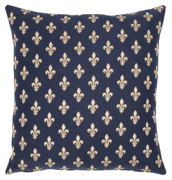 Blue Fleur de Lys Tapestry Cushion - 46x46cm (18