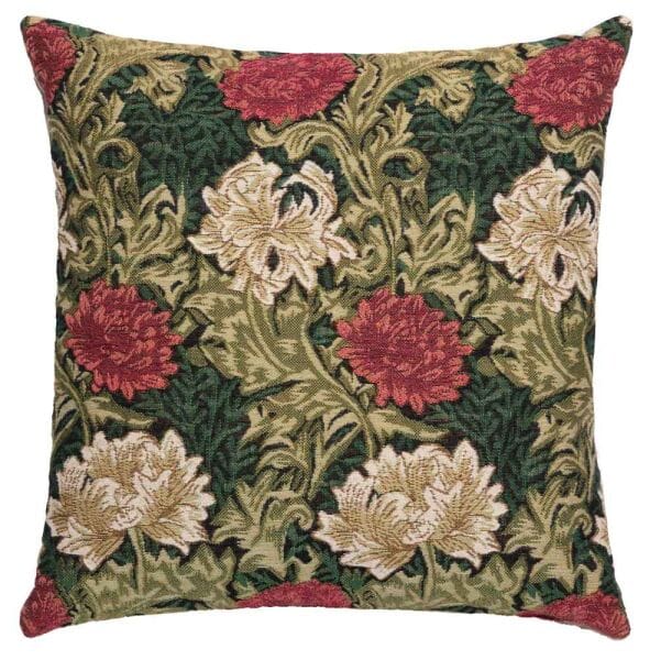 Chrysanthemums Green Regular Cushion with filler - 46x46cm (18