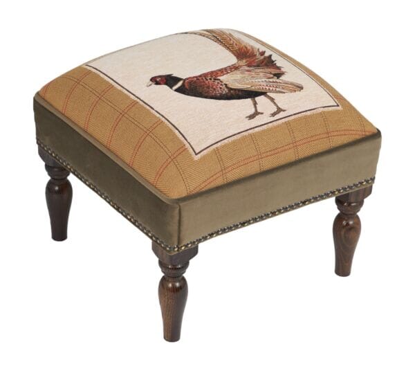 Fantail Pheasant Right Upholstered Stool with Velvet Sides