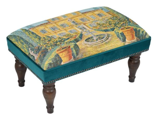 Villa in Tuscany Upholstered Stool with Velvet Sides
