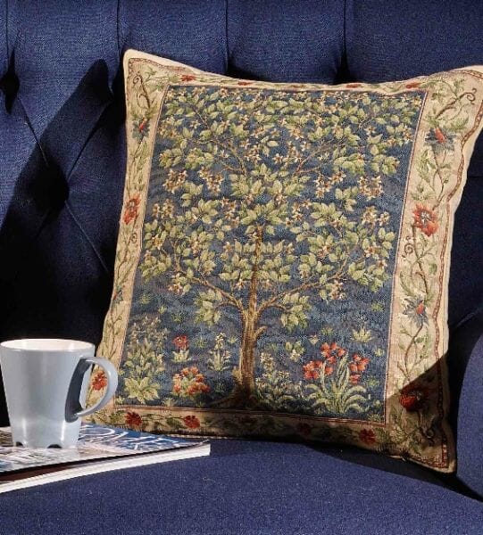 Tree of Life Blue Tapestry Cushion - 46x46cm (18