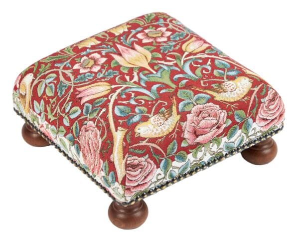 Tulip & Rose Red Tapestry Footstool