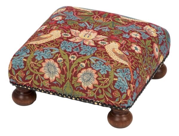 Strawberry Thief Red Tapestry Footstool