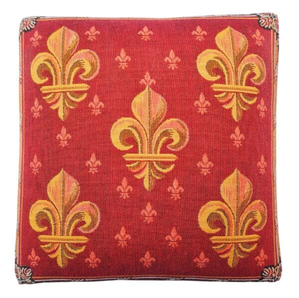 Fleur de Lys - Red Tapestry Footstool - Last Piece Remaining!