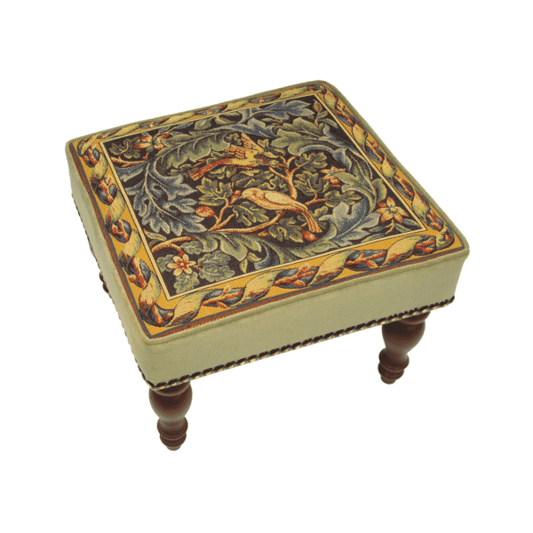Birds & Acanthus Upholstered High Stool