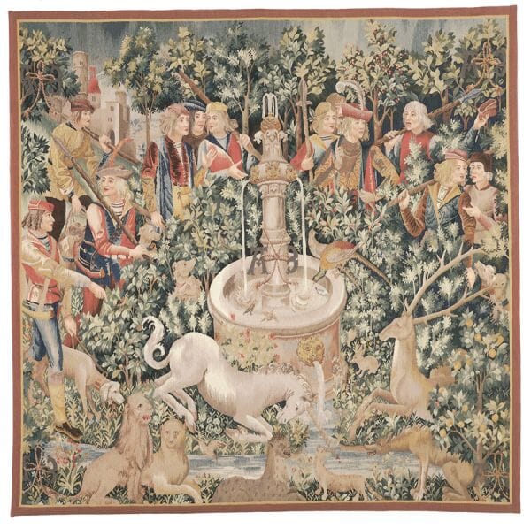La Licorne a la Fontaine (The Unicorn at the Fountain) Handwoven Tapestry - 180 x 183 cm (5'11