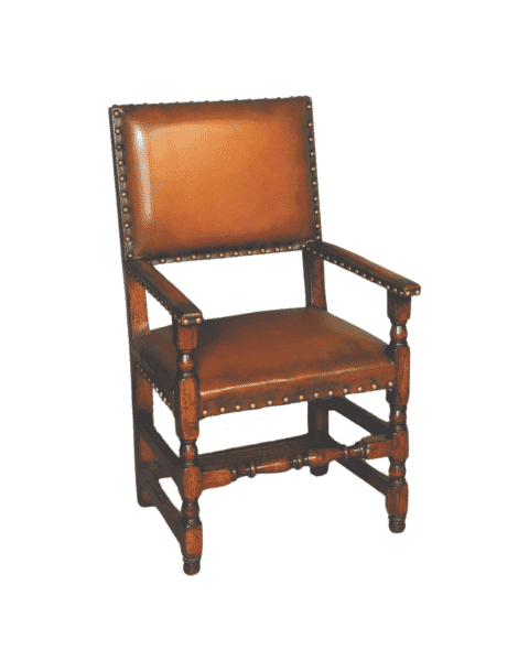 Set of 6 -  James I Cromwellian Dining Chairs in Hide