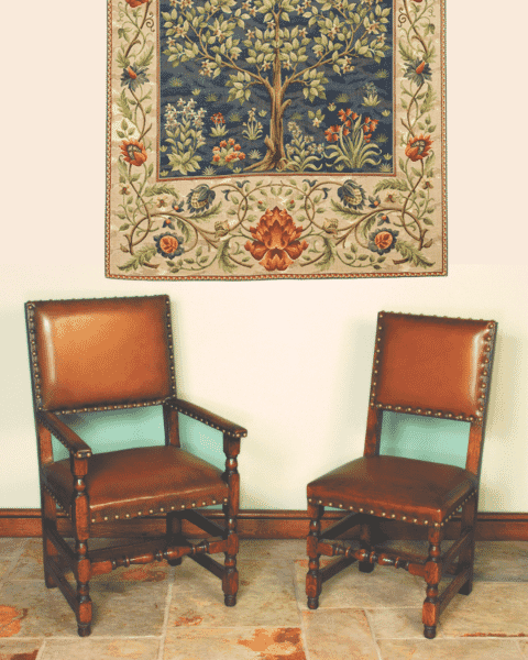 Set of 6 -  James I Cromwellian Dining Chairs in Hide