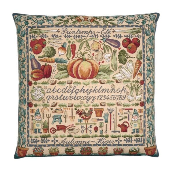 Seasons Sampler Tapestry Cushion with Feather Filler - 46x46cm (18