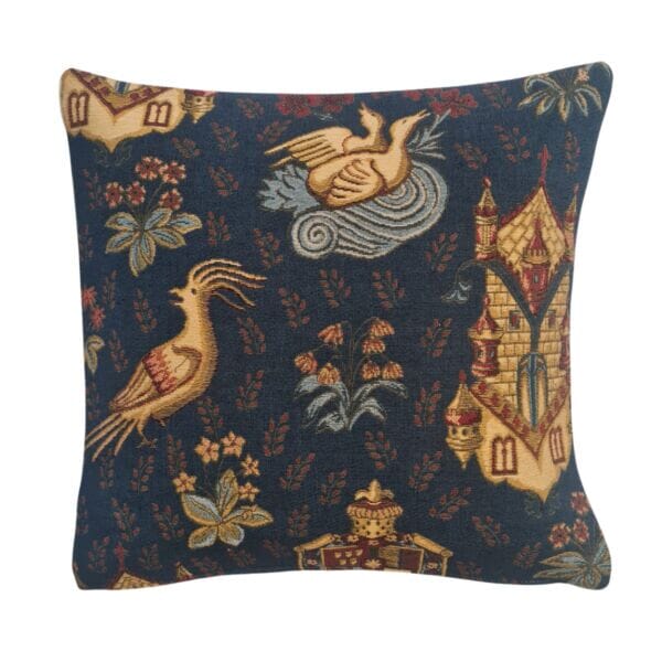 Medieval Night Garden Tapestry Cushion with Feather Filler - 46x46cm (18