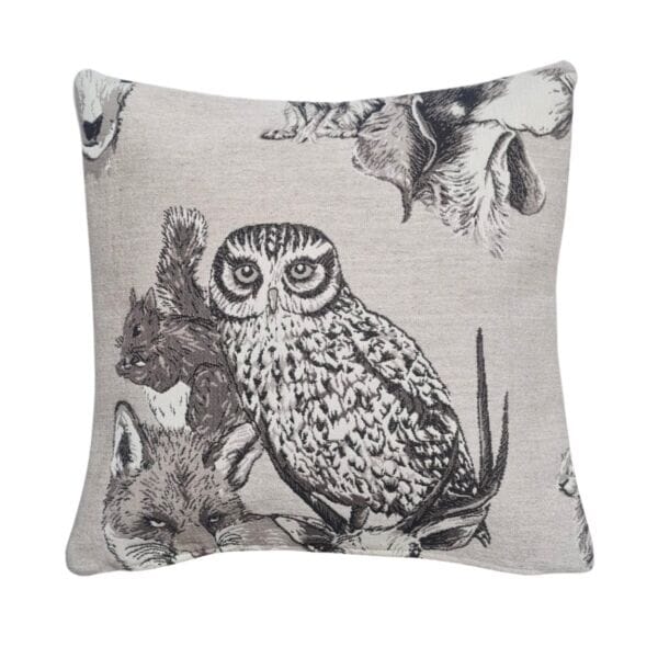 Woodland Friends Tapestry Cushion with Feather Filler - 42x42cm (16