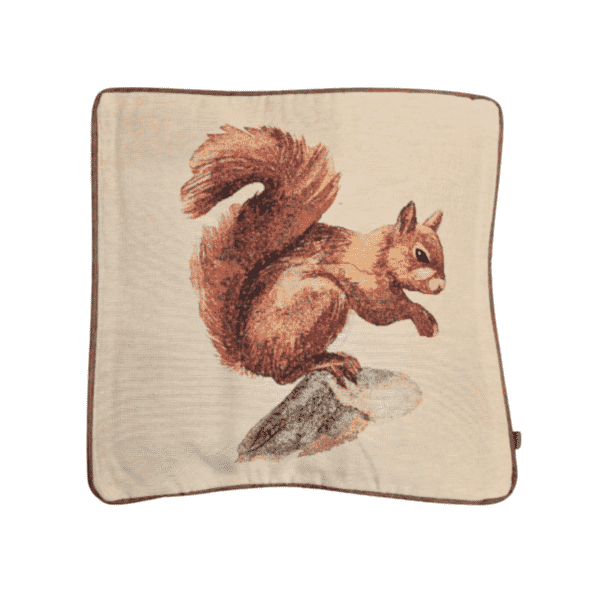Woodland Squirrel Tapestry Cushion with Feather Filler - 43x43cm (17