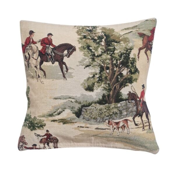The English Chase Tapestry Cushion with Feather Filler - 45x45cm (18