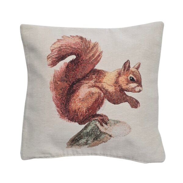 Squirrel Tapestry Cushion with Feather Filler - 40x40cm (16