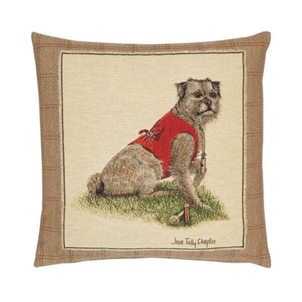 Mr Terrier Tapestry Cushion with Feather Filler - 46x46cm (18