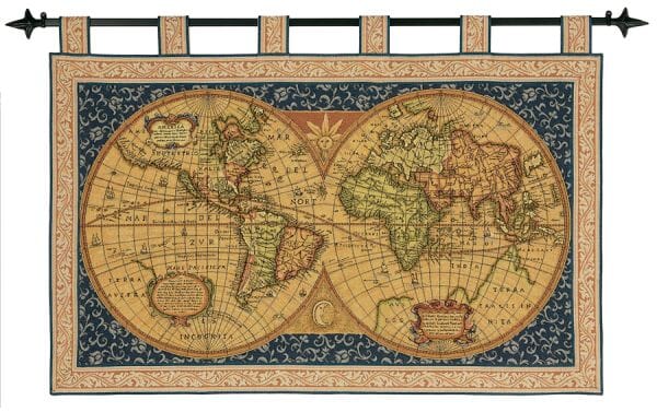 Map of the World (With Loops) Loom Woven Tapestry - 86 x 127 cm (2'10