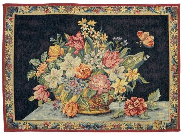 Flowerbasket - Blue Loom Woven Tapestry - 145 x 200 cm (4'9