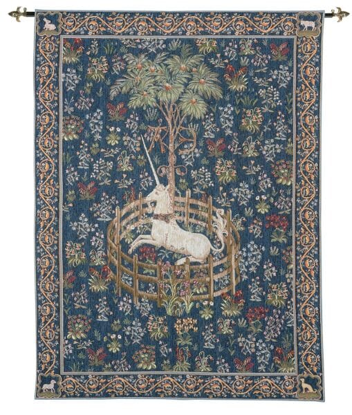 Captive Unicorn - Blue Loom Woven Tapestry - 2 Sizes Available
