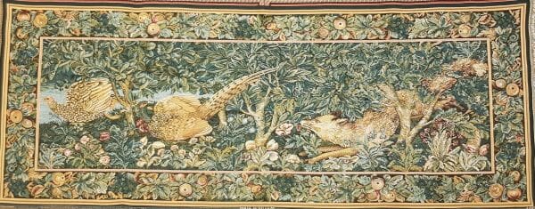 Fox & Pheasants Loom Woven Tapestry - 58 x 134 cm (1'11