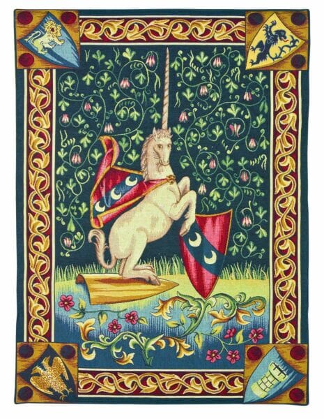 Heraldic Unicorn Loom Woven Tapestry - 100 x 72 cm (3'3
