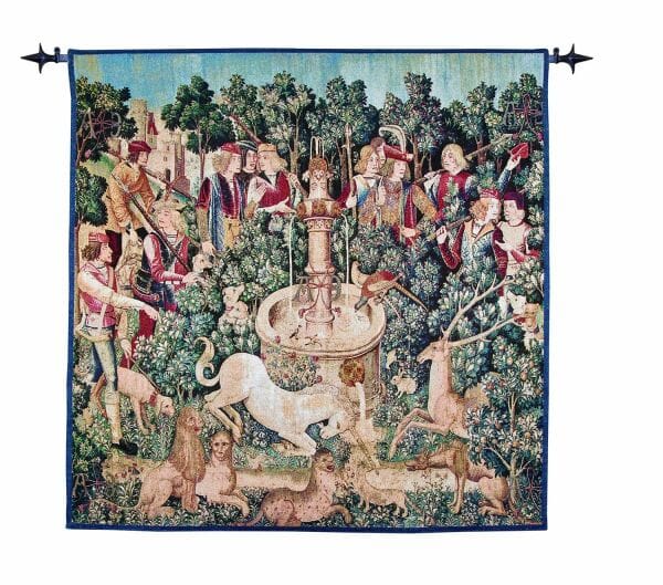 Unicorn at the Fountain Loom Woven Tapestry - 2 Sizes Available