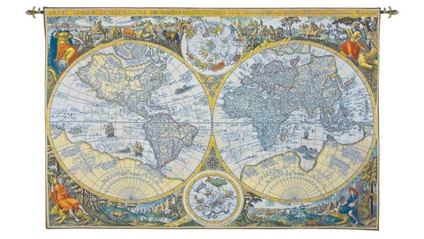 Olde World Map Loom Woven Tapestry - 3 Sizes Available