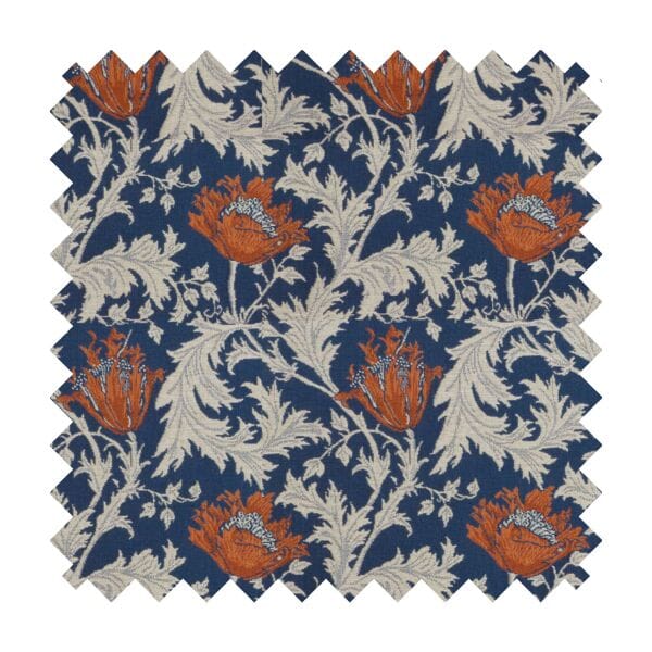 Morris Anemone Blue Rust Tapestry Fabric