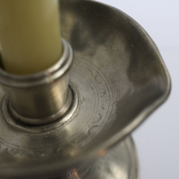 Pewter Chamber Candlestick Holder - Approx. H.8 x W.13 cm - Last Piece Remaining!