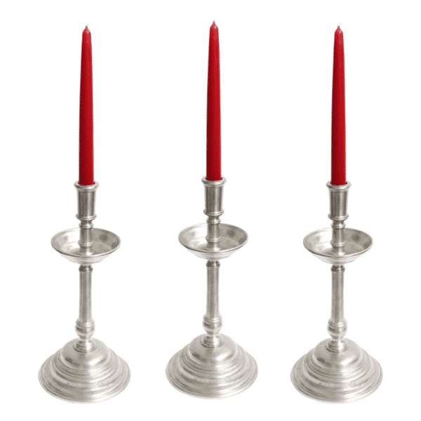 Set of 3 Pewter Candlestick Holders - Approx. H.31 x W.14 cm - Last Pieces Remaining!