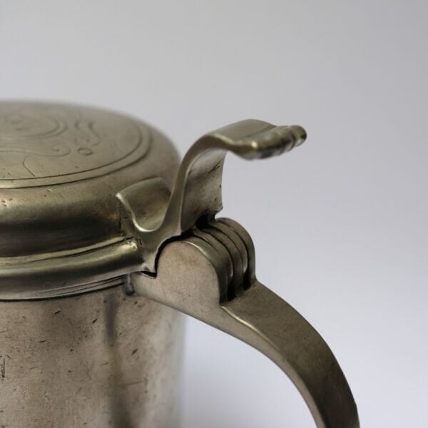 Engraved Lidded Pewter Tankard - Approx. H.14 x W.15 cm - Last Piece Remaining!