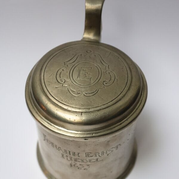 Engraved Lidded Pewter Tankard - Approx. H.14 x W.15 cm - Last Piece Remaining!