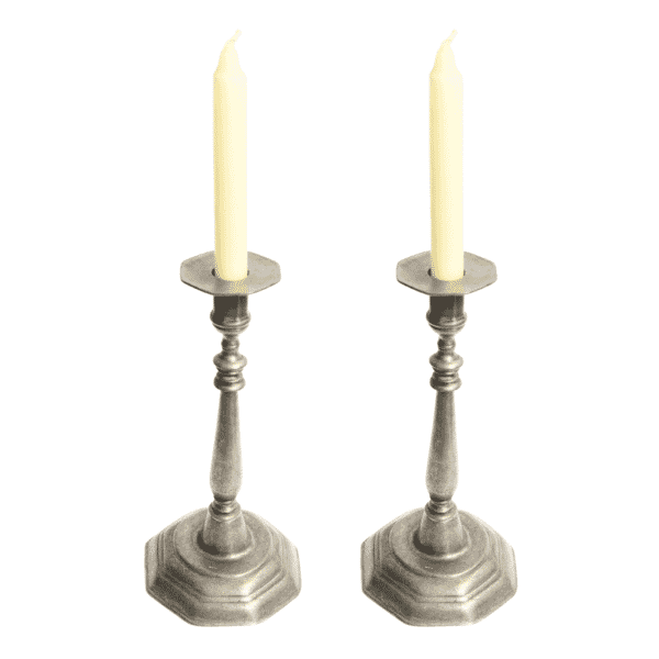 Pair of Pewter Candlestick Holders - Approx. H.24 x W.11 cm - Last Pieces Remaining!