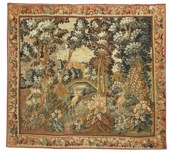 Verdure aux Herons Silkscreen Tapestry - 147 x 162 cm (4'10