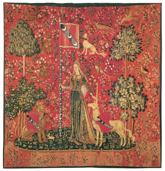 La Dame a la Licorne 'Le Toucher' Silkscreen Tapestry - 241 x 231 cm (7'11