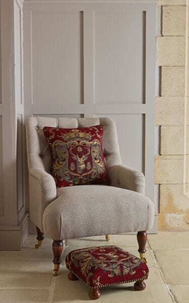 Regal Stag Red Tapestry Cushion  - 46x46cm (18
