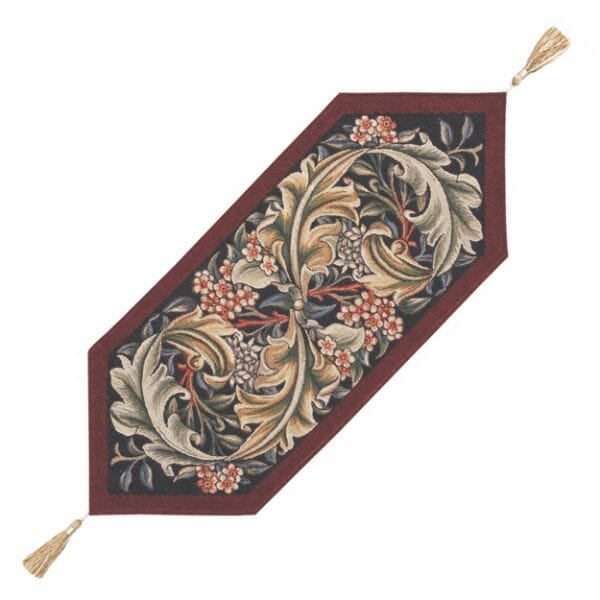 Acanthus Burgundy Tapestry Table Runner - 84x34cm (33