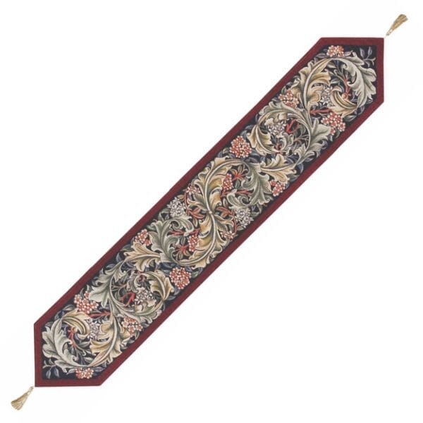 Acanthus Burgundy Tapestry Table Runner - 180x34cm (71