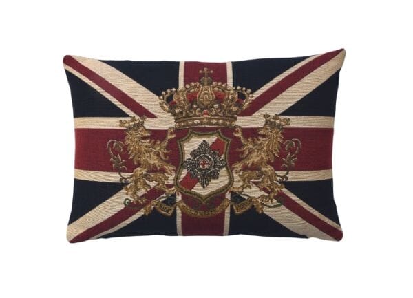 Union Jack Crest Oblong Tapestry Cushion - 30x44cm (12