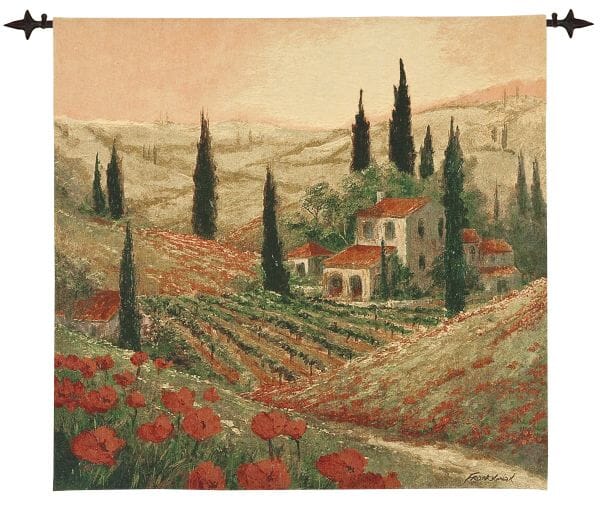 Poppyfields of Tuscany Loom Woven Tapestry - 132 x 132 cm (4'4