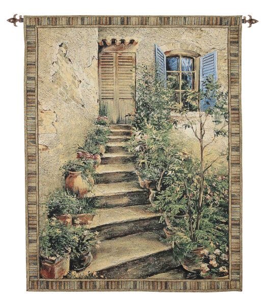 Tuscany Villa Steps Loom Woven Tapestry - 3 Sizes Available