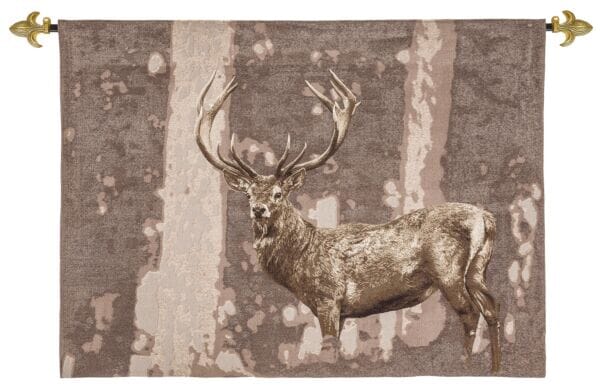 Stately Stag Taupe Loom Woven Tapestry - 105 x 145 cm (3'5