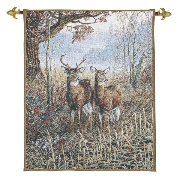 Woodland Deer Loom Woven Tapestry - 82 x 66 cm (2'8 x 2'2