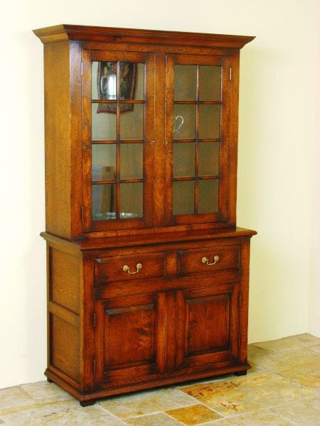 Glazed Display Cabinet in Oak - H.191 x W.122 x D. 49cm