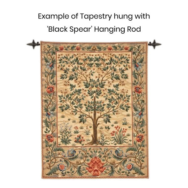 Tapestry Hanging Rod with Black Spear Finials
