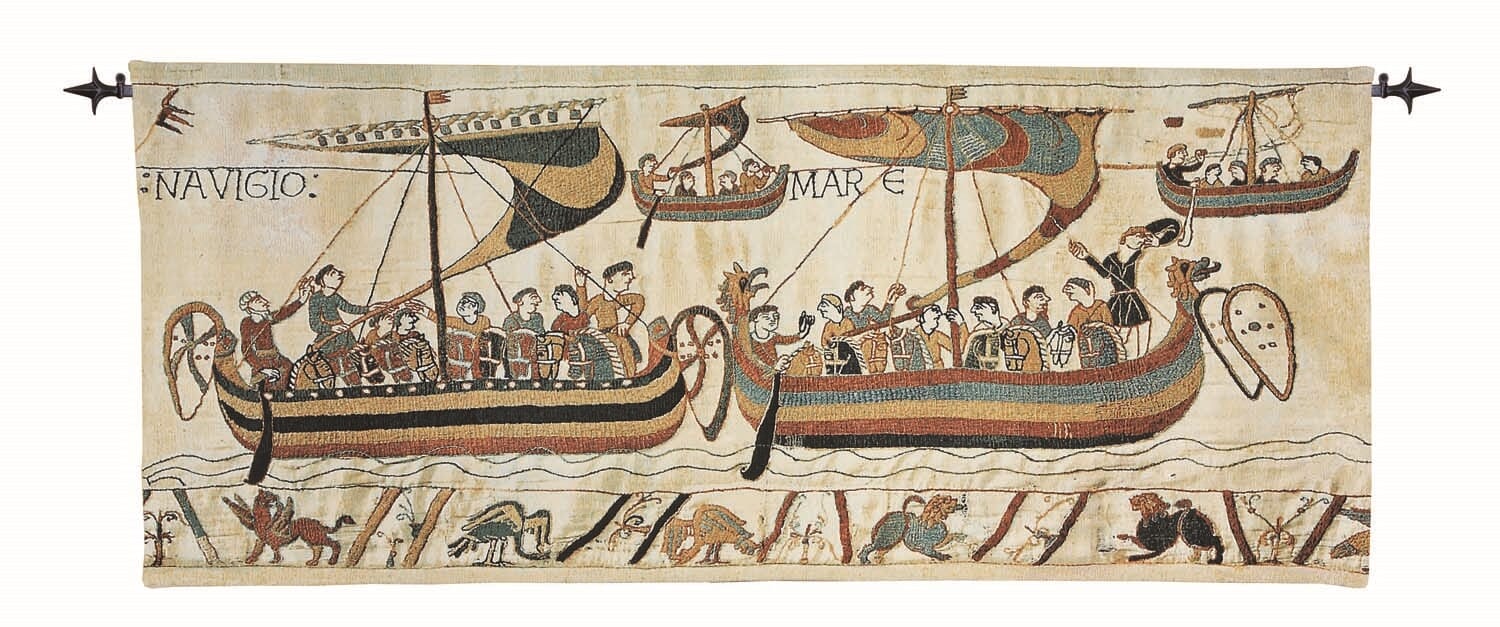 Bayeux Norman Fleet Loom Woven Tapestry 37 x 70 cm (1'2