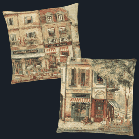 French Street Scene Tapestry Cushions